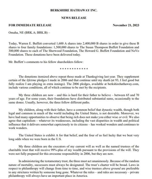 快讯伯克希尔·哈撒韦现在持有美国银行约百万股文件